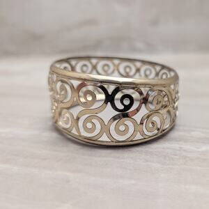Vintage Bracelet / Bangle - Scroll Bracelet - Tarnished and Bent